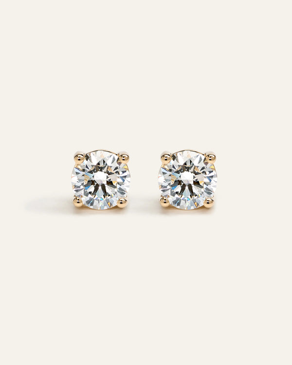 14K Gold Lab Grown Diamond Four-Prong Solitaire Studs - 4ctw - One Size / Yellow Gold