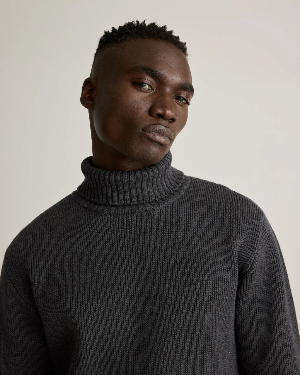 100% Organic Cotton Turtleneck Sweater - S / Charcoal