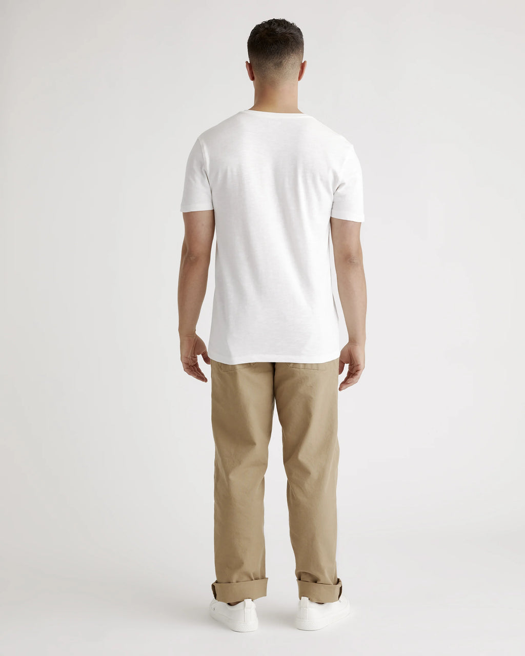 100% Organic Cotton Slub V-Neck Tee - S / Heather Grey