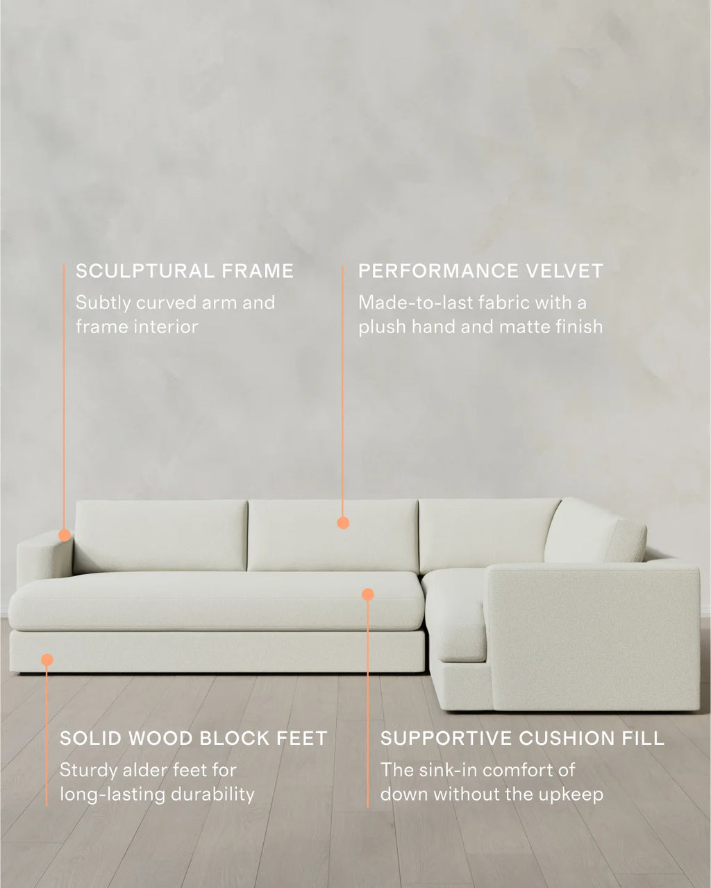 Sierra Curved Arm L Sectional in Performance Basketweave - Right Arm / Fog