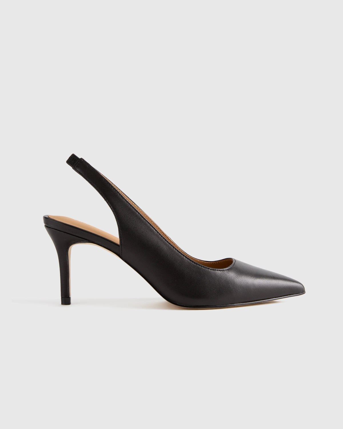 Italian Leather Slingback 75mm Heel - 5 / Black Main image