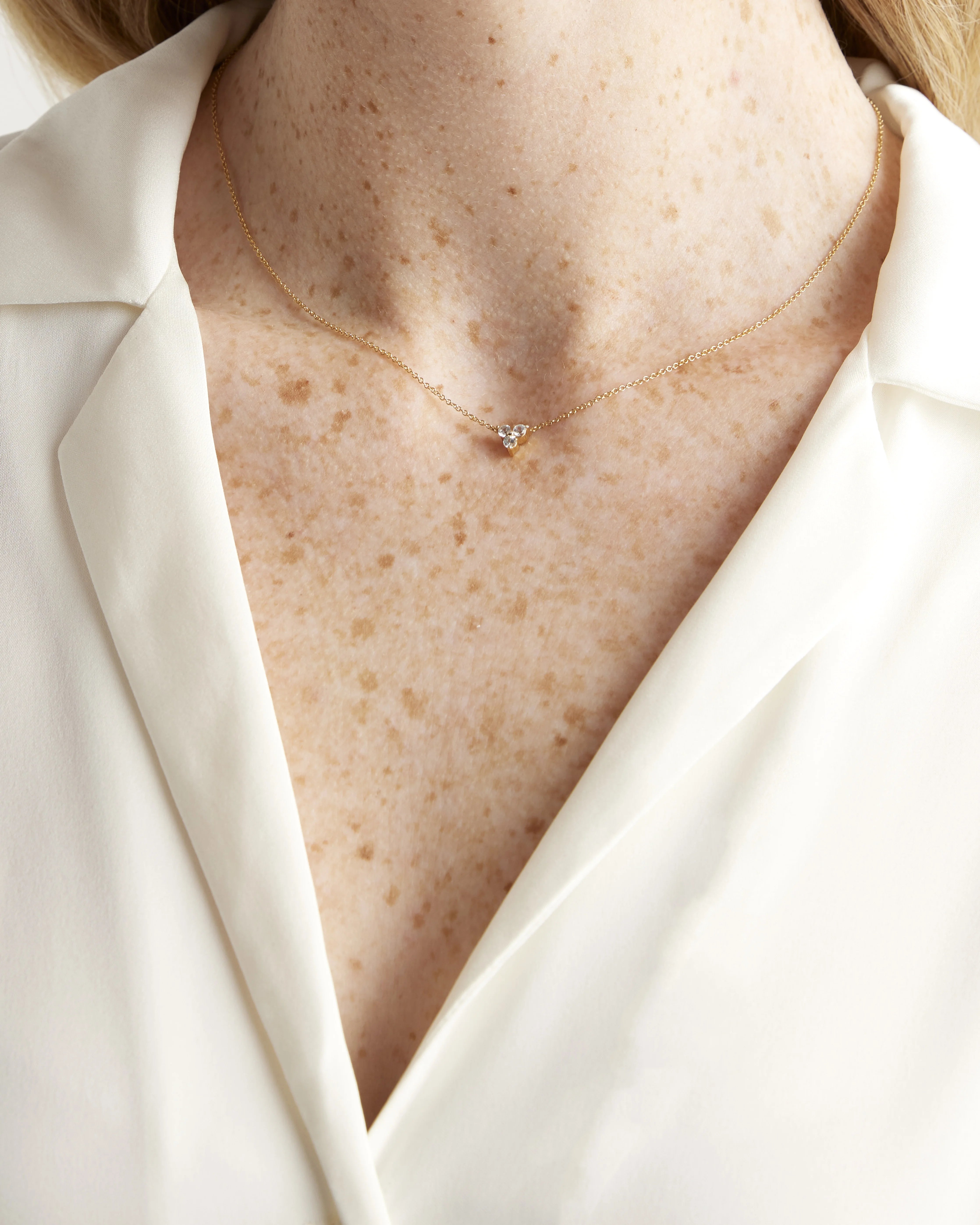 White Sapphire Triad Necklace - One Size / Gold Vermeil Secondary image
