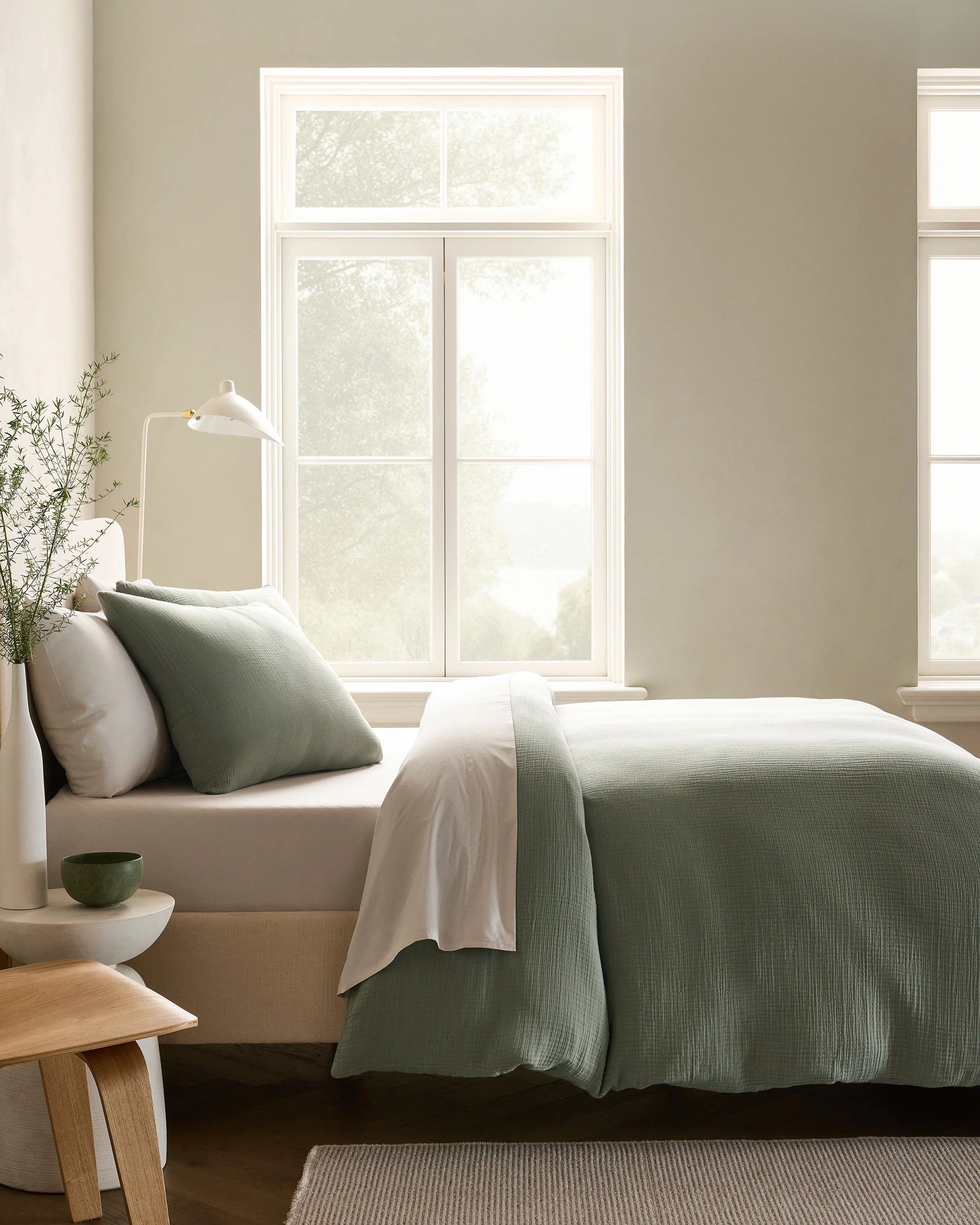 Organic Cotton Gauze Duvet Cover - Twin / Dried Sage Secondary image