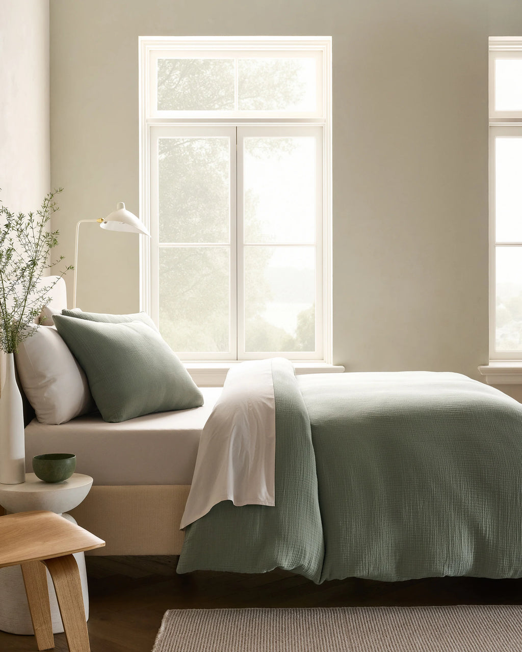 Organic Cotton Gauze Duvet Cover Set - Twin / Dried Sage