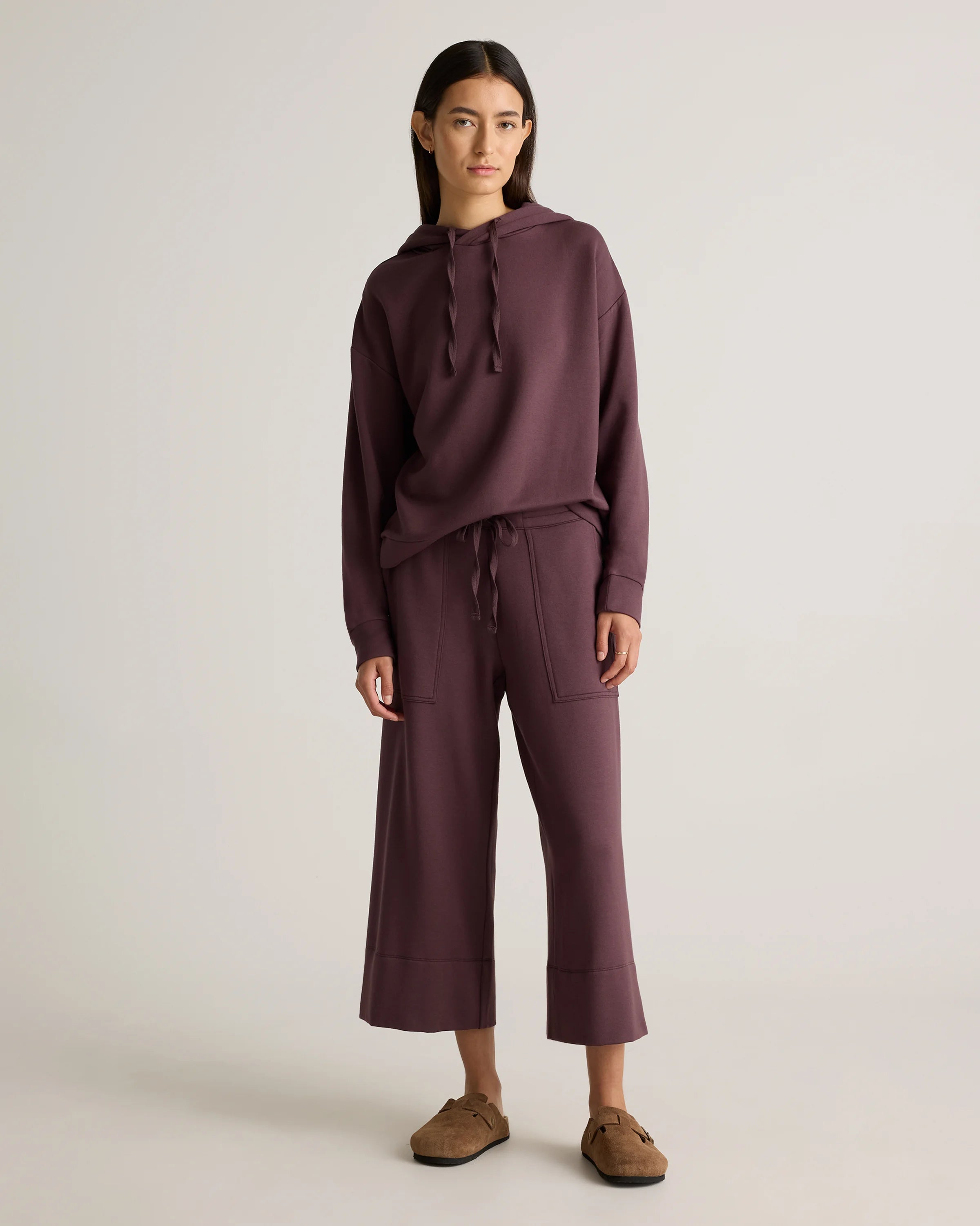 SuperSoft Fleece Cropped Wide Leg Pants - XS / Dried Fig Secondary image