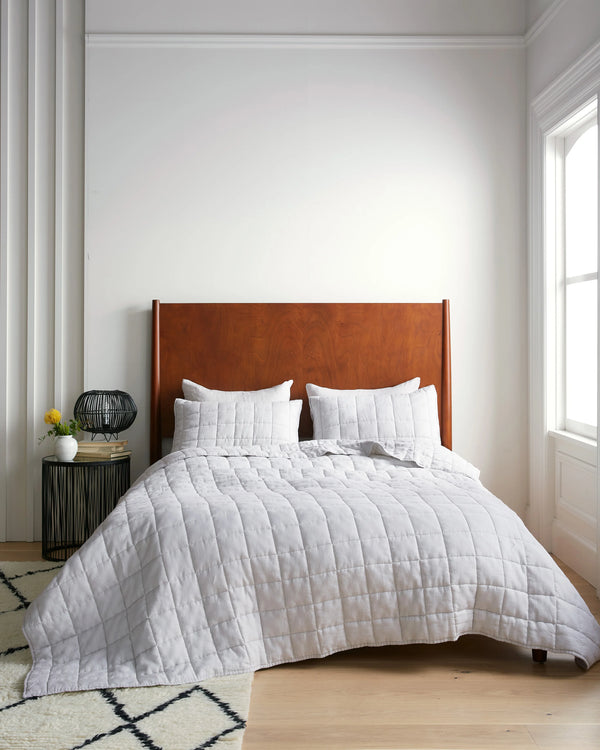 European Linen Box Quilt Set - Twin / Dusty Olive