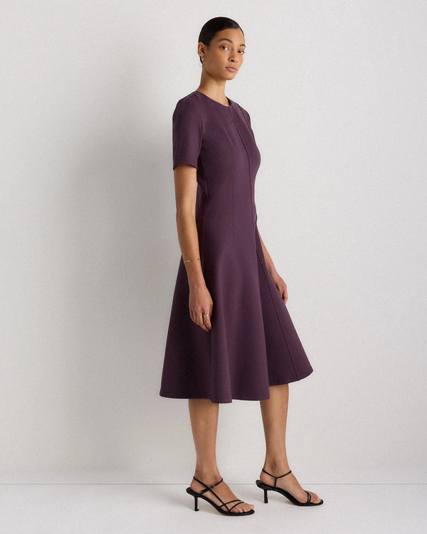 Ultra-Stretch Ponte Short Sleeve Midi Dress - XS / Ruby Red