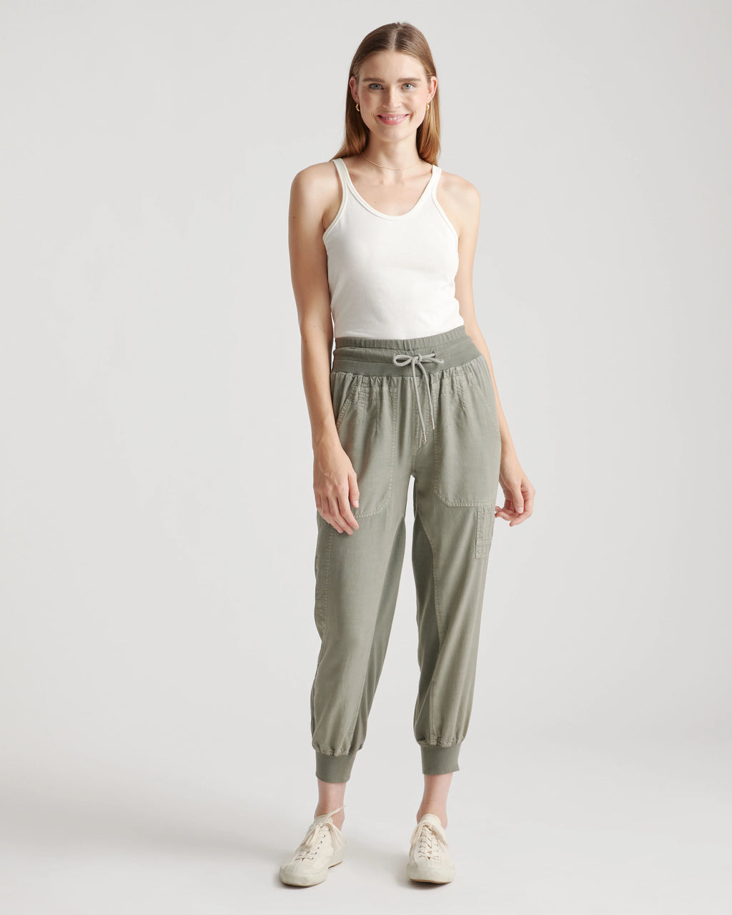 Vintage Wash Tencel Utility Jogger - XS / Olive