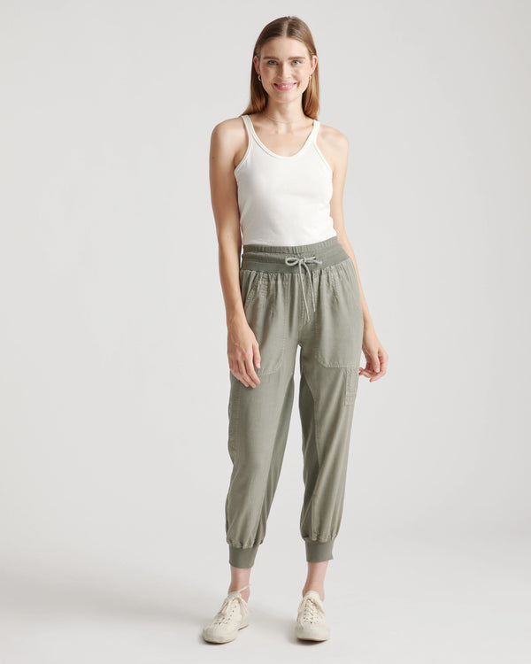 Vintage Wash Tencel Utility Jogger - XS / Olive