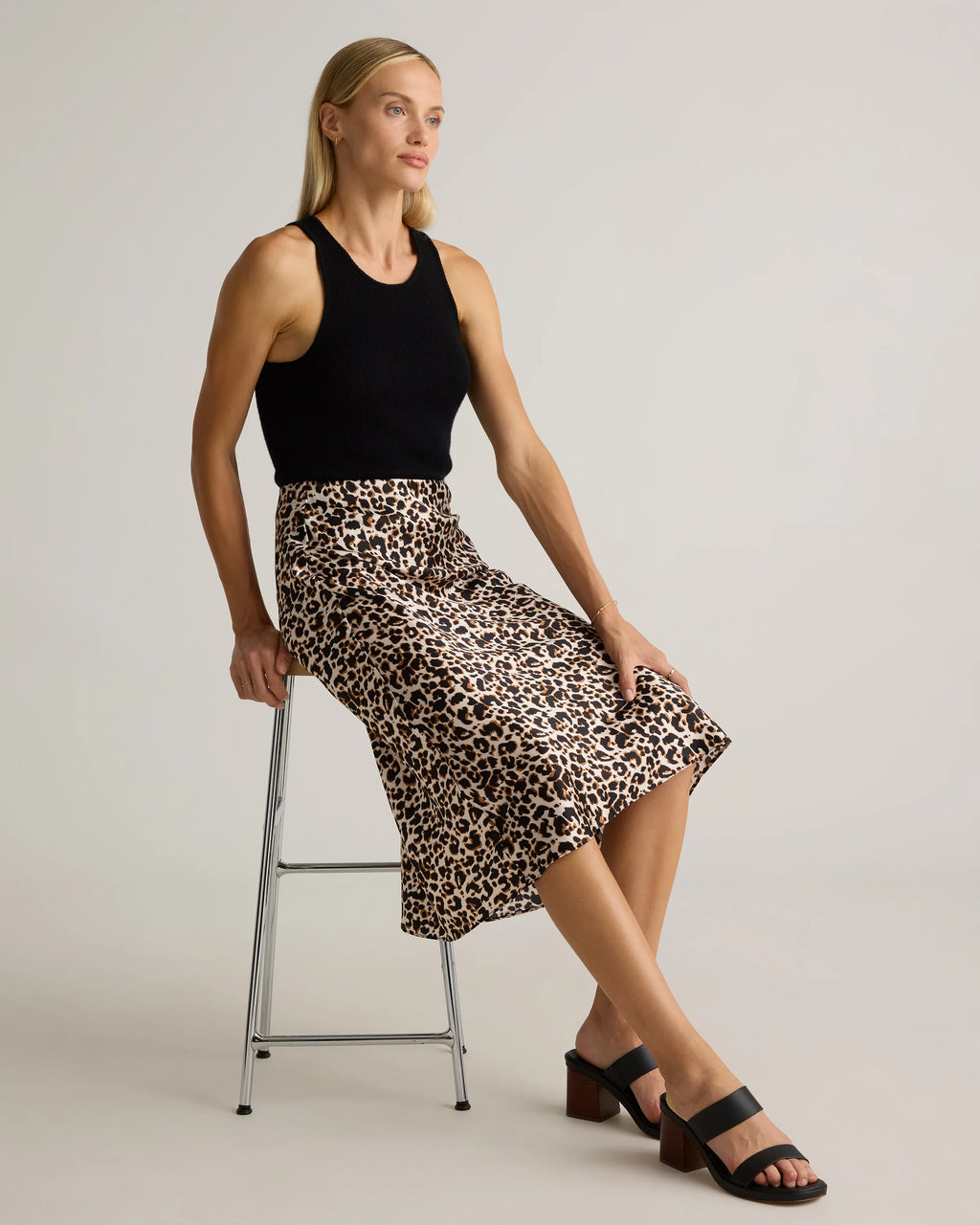 100% Washable Silk Skirt - XS / Champagne