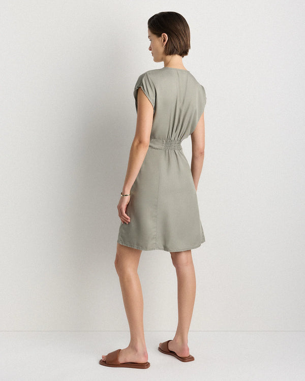 Vintage Wash Tencel Button Front Dress - XS / Taupe Brown