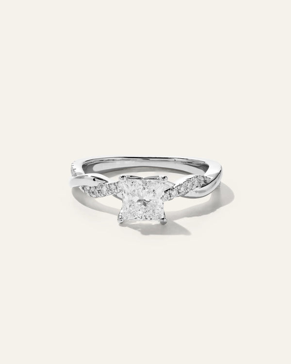 Lab Grown Diamond Princess Twisted Engagement Ring - 1ct - 4 / Yellow Gold