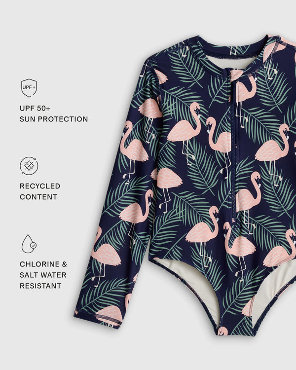 Long Sleeve Zip-Up Swimsuit - 6 / Happy Floral