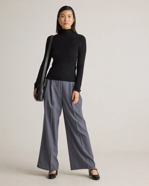 Featherweight Cashmere Ribbed Mockneck Sweater - XS / Deep Navy