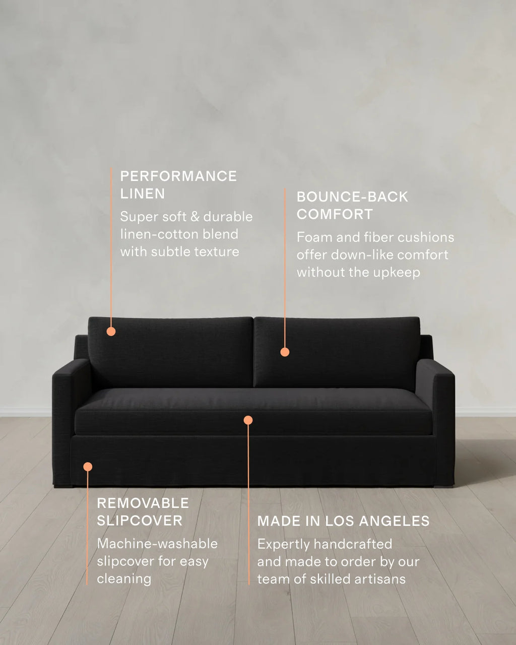 Ellery Slipcover Sofa in Performance Linen - 7ft / Sand