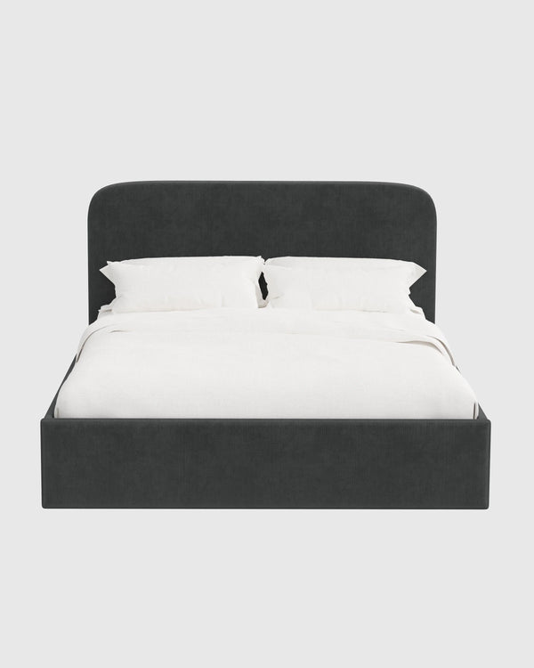 Curved Bed in Performance Velvet - Full / Walnut