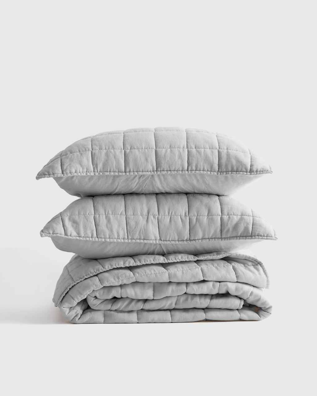 European Linen Box Quilt Set - Twin / Dusty Olive