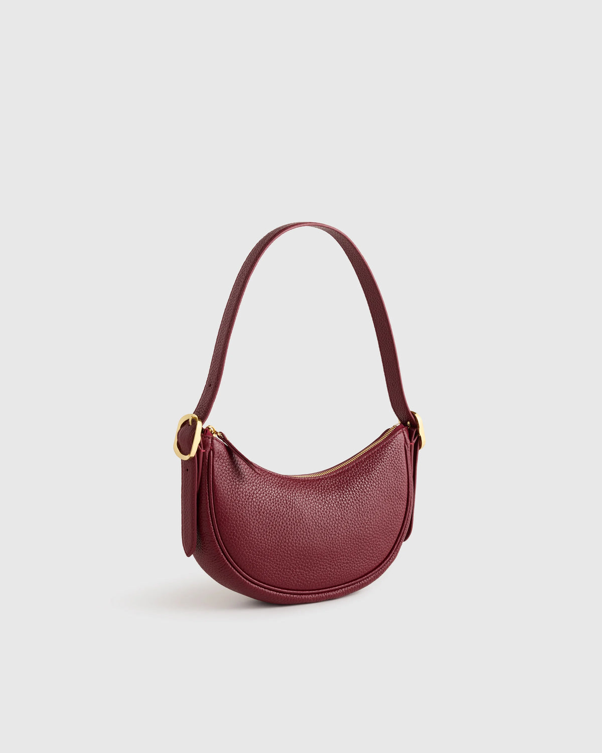 Italian Leather Mini Crescent Shoulder Bag - One Size / Espresso Brown