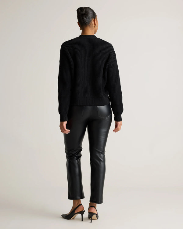 Vegan Leather Straight Leg Pants - 0 / Espresso