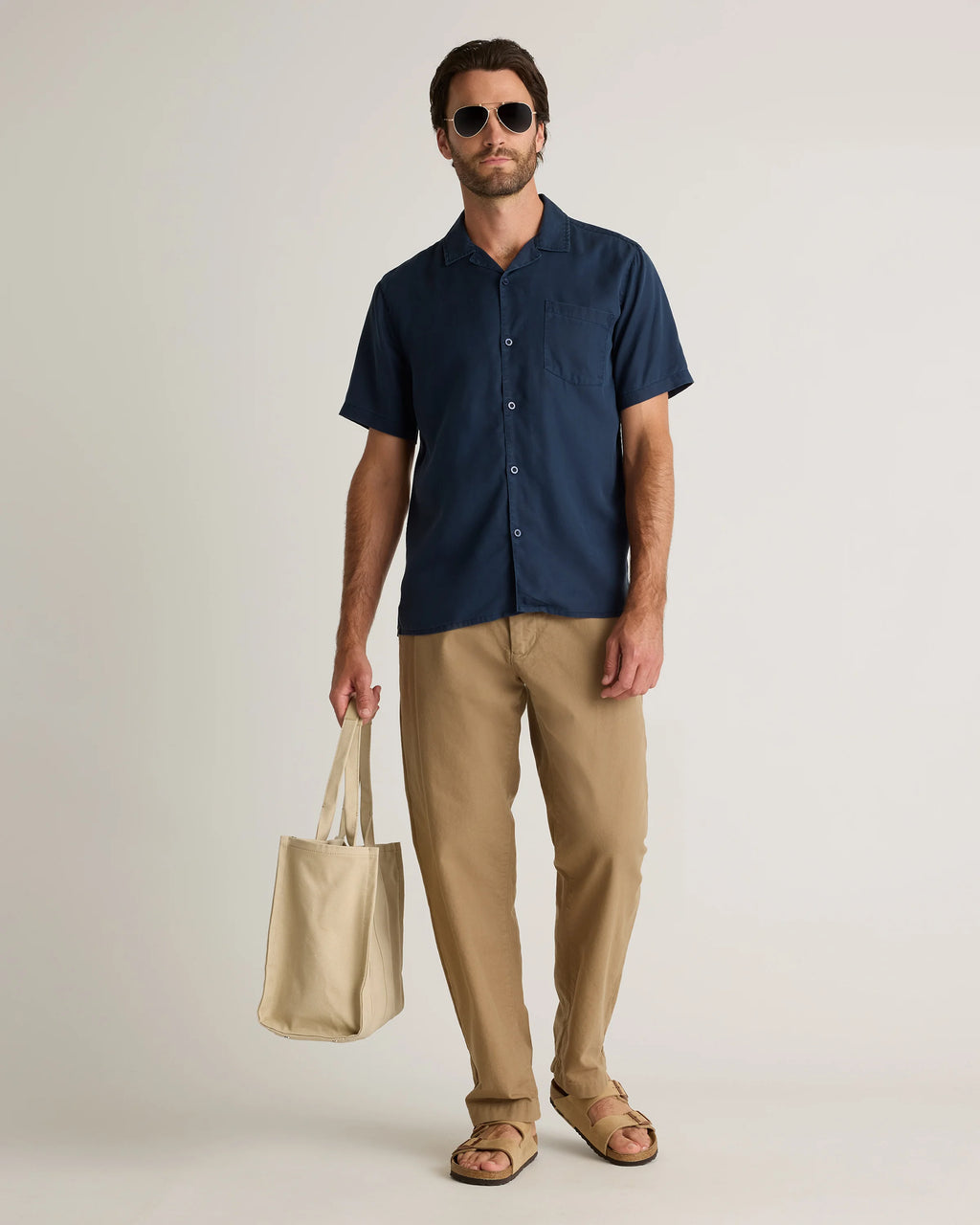Vintage Wash Tencel Camp Shirt - S / Olive