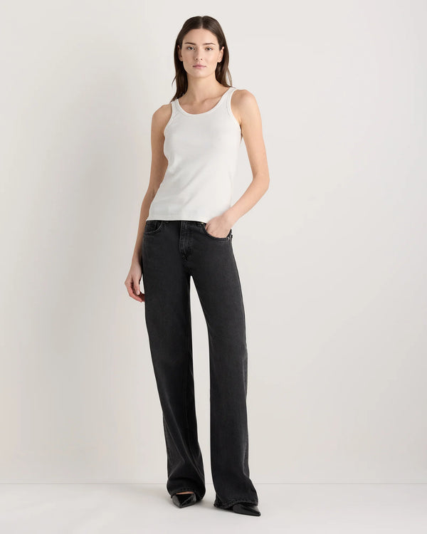 Organic Cotton Micro-Rib Scoop Neck Tank - XS / Moonstone Blue