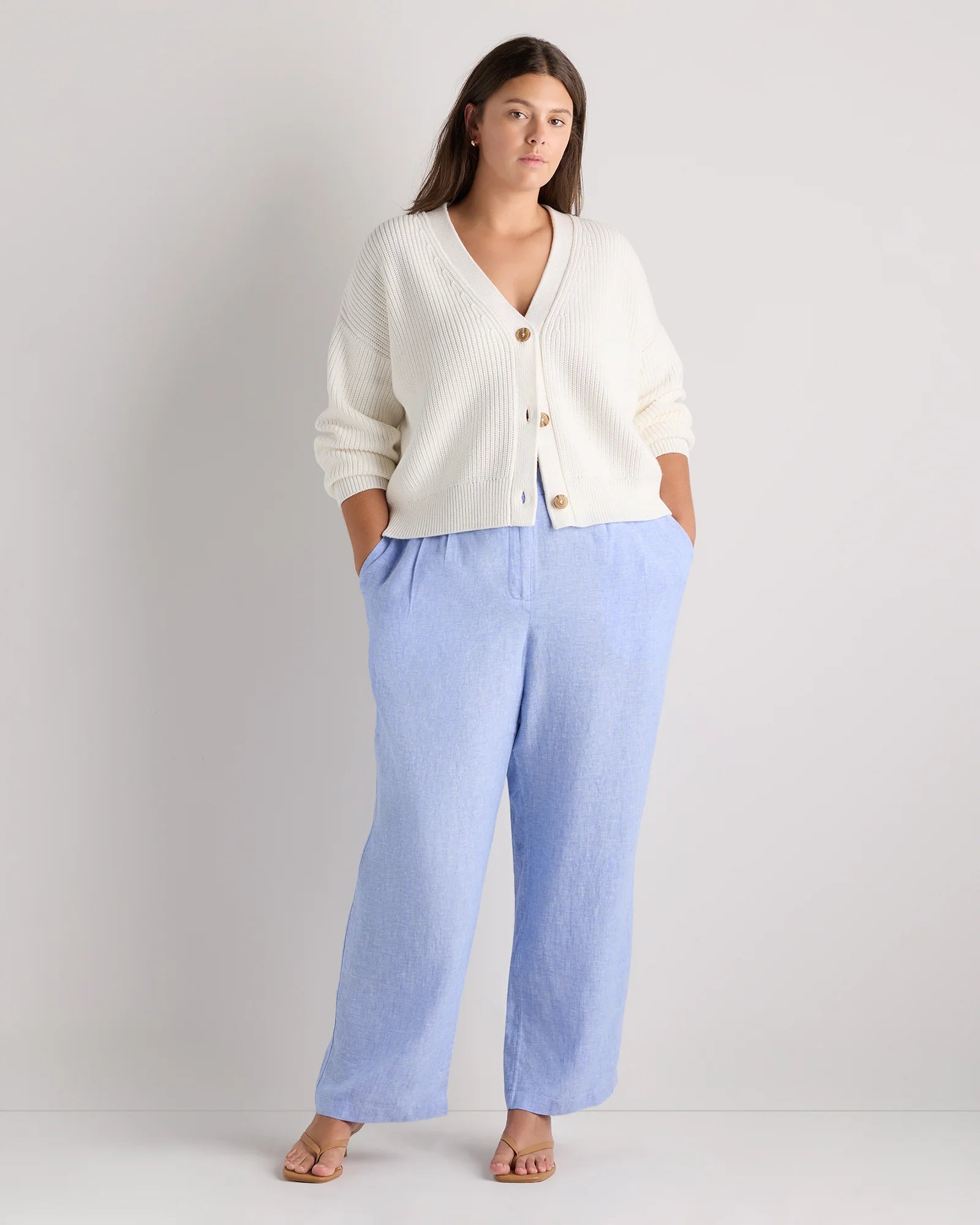 100% European Linen Pleated Trouser - 18 / French Blue Secondary image