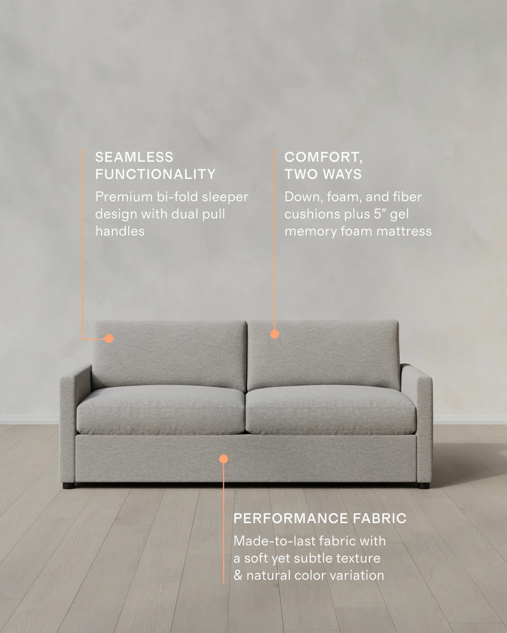 Brennan Sleeper Sofa in Performance Basketweave - Queen / Flax