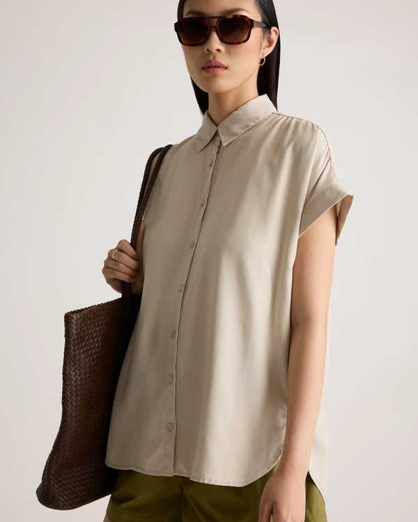 Vintage Wash Tencel Camp Shirt - XS / Taupe Brown