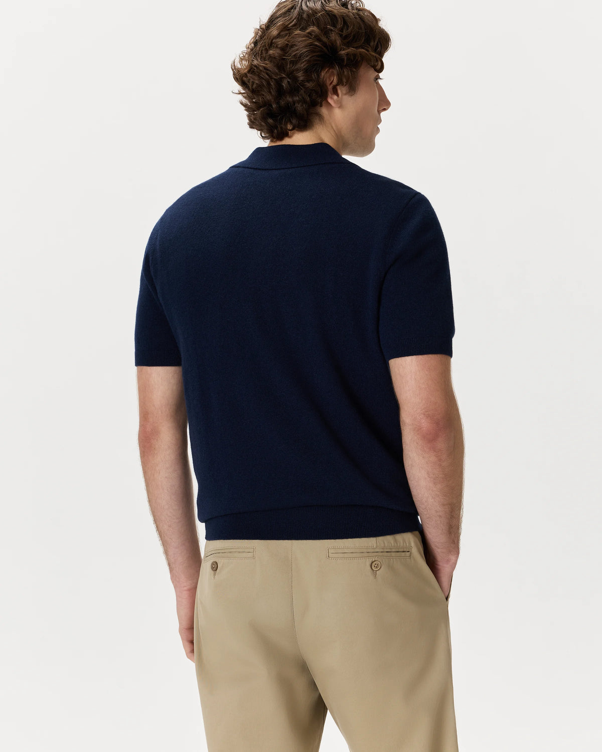 100% Mongolian Cashmere Johnny Collar Polo Sweater - S / Oatmeal