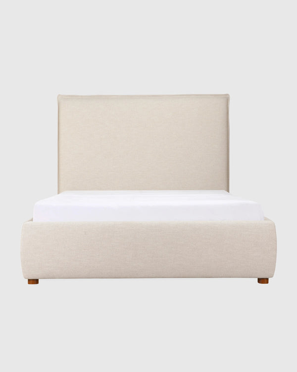 Tailored Edge Bed in Performance Linen - Queen / Light Grey