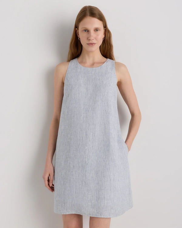 100% European Linen Tank Mini Dress - XS / Martini Olive