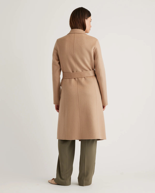 100% Mongolian Cashmere Double-Faced Wrap Coat - XS / Camel