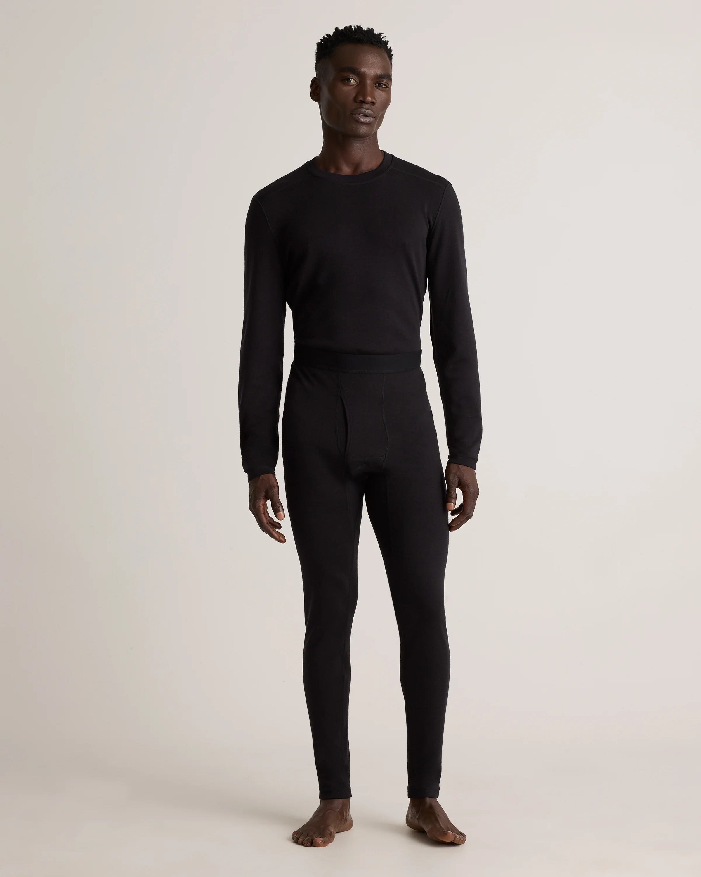 100% Merino Wool Cold Weather Base Layer Bottoms - S / Black Secondary image