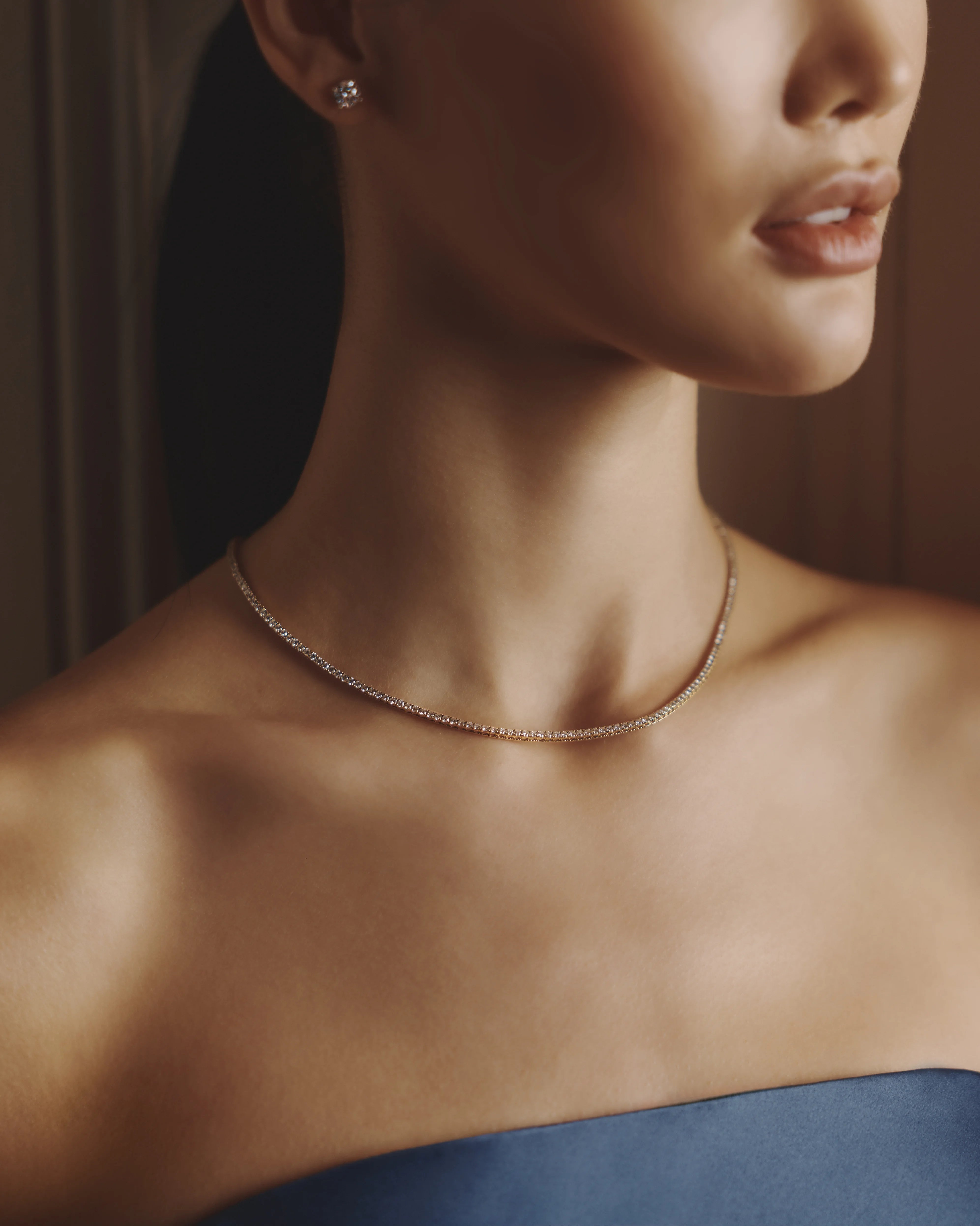 14K Gold Lab Grown Diamond Tennis Necklace - 7ctw - 16" / Yellow Gold Secondary image