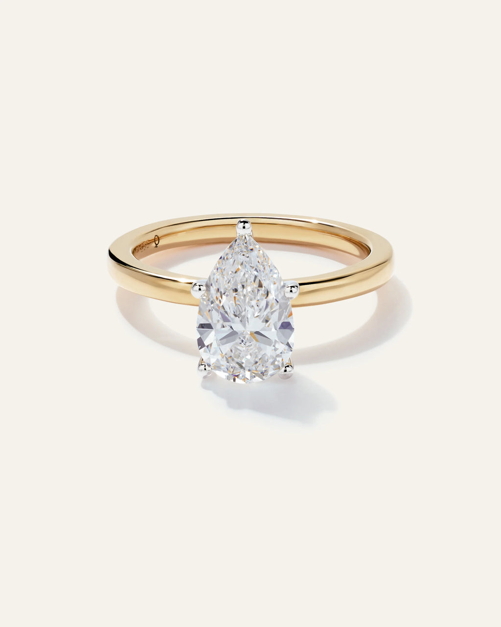 Lab Grown Diamond Pear Comfort Fit Engagement Ring - 2ct - 4 / Yellow Gold