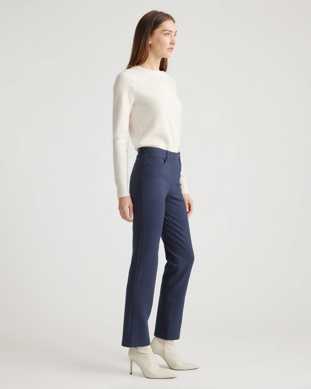 Ultra-Stretch Ponte Straight Leg 4-Pocket Pants - XS / Navy