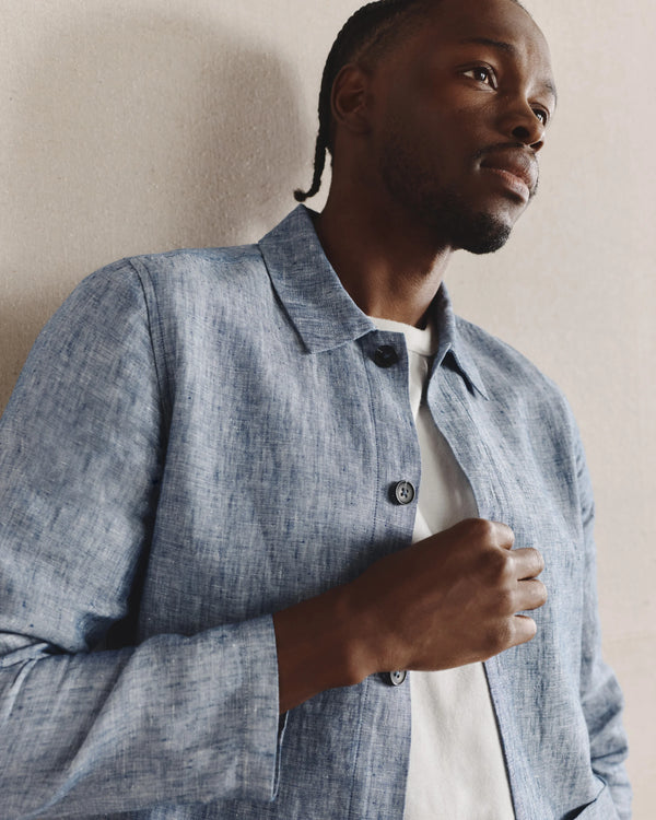 100% European Linen Chore Jacket - S / Flax