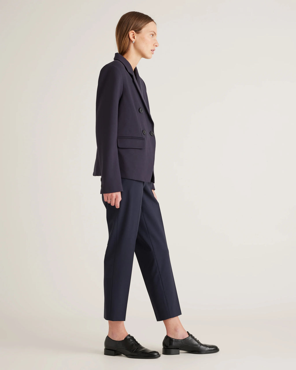 Ultra-Stretch Ponte Double-Breasted Blazer - XS / Charcoal