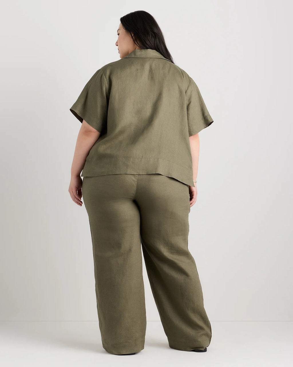 100% European Linen Wide Leg Pants - 1X / Black