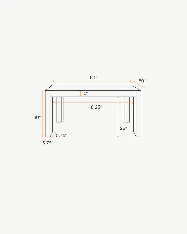 Reclaimed Oak Parsons Square Dining Table - One Size / Cafe Brown
