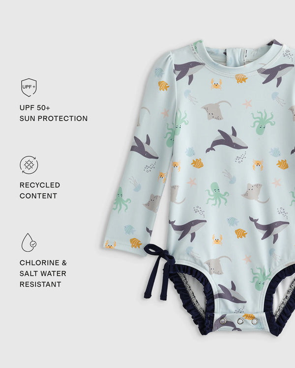 Long Sleeve Tie One-Piece Swimsuit - 2T / Soft Ditsy Floral