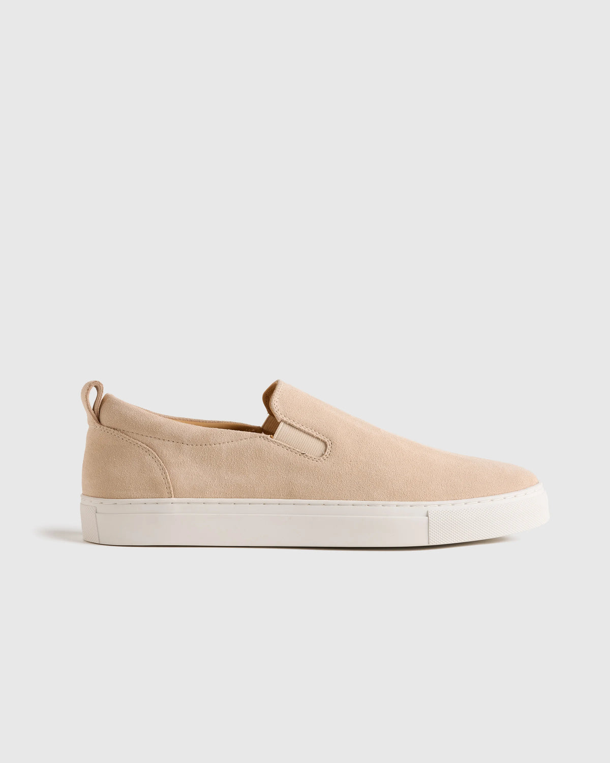 Italian Calfskin Suede Slip-On Sneaker - 7 / Bone Main image