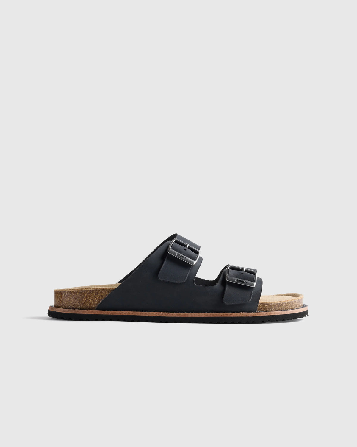 Nubuck Leather Double Buckle Slide - 7 / Black Main image