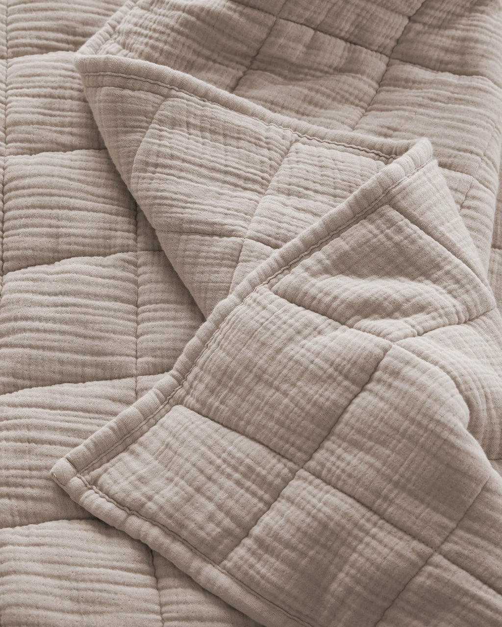 Organic Cotton Gauze Box Quilt Set - Twin / Mineral