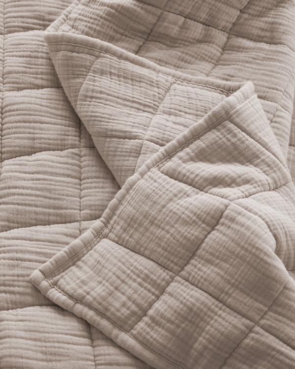 Organic Cotton Gauze Box Quilt Set - Twin / Mineral