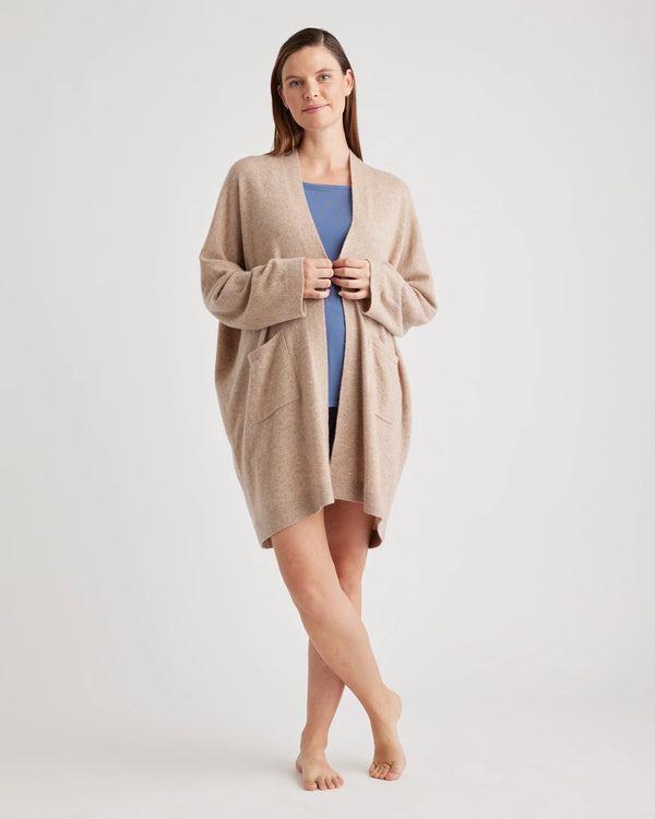 Mongolian Cashmere Maternity & Nursing Cocoon Cardigan - XS / Oatmeal