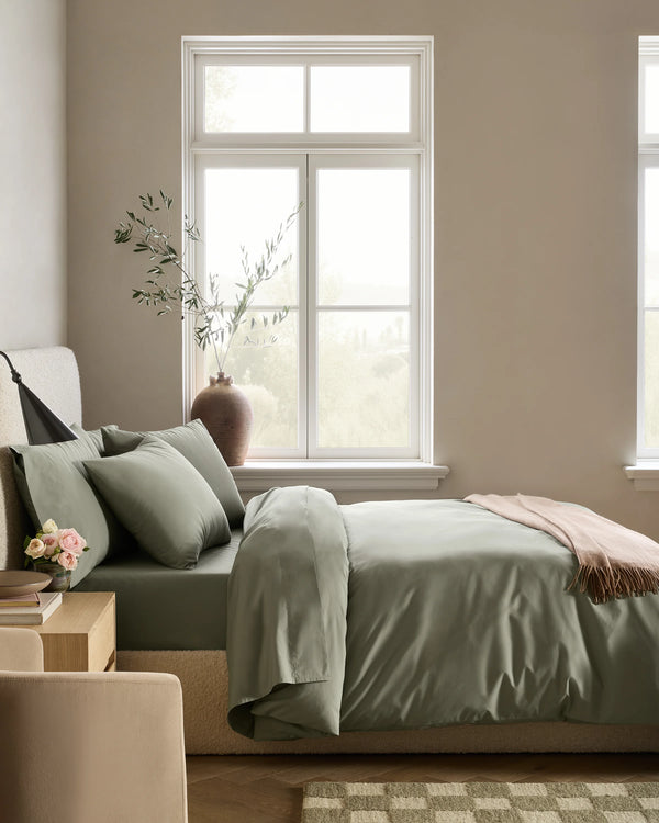 Organic Crisp Percale Duvet Cover Set - Twin / Espresso