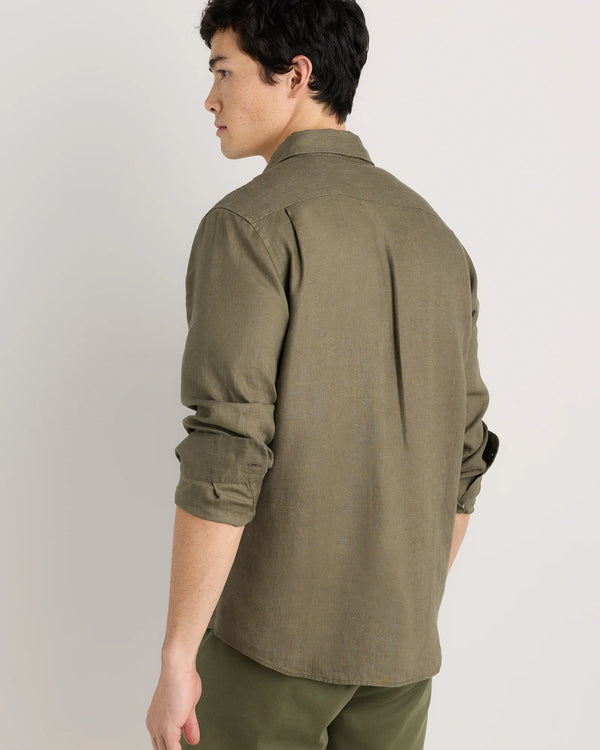 100% European Linen Relaxed Long Sleeve Shirt - XS / Flax
