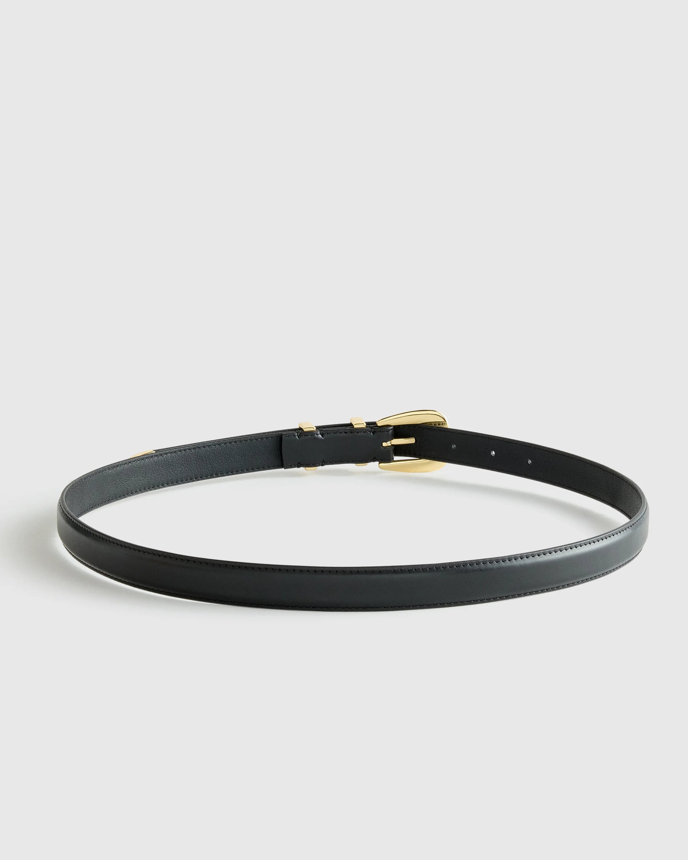 Lola European Leather Western Skinny Belt - XS / Black/Gold Secondary image