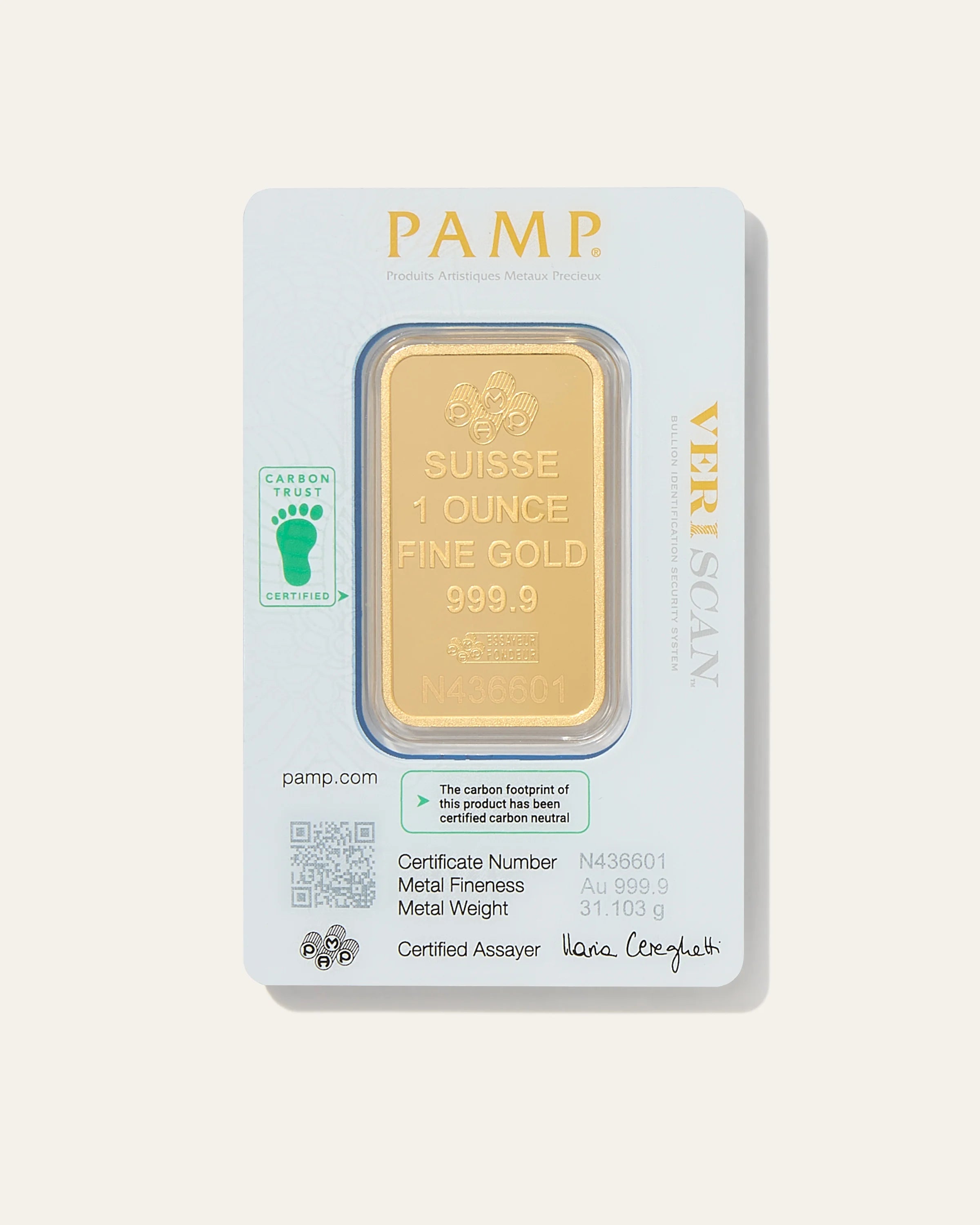 1 oz Gold Bar PAMP Lady Fortuna Veriscan (In Assay) - One Size / Gold Secondary image
